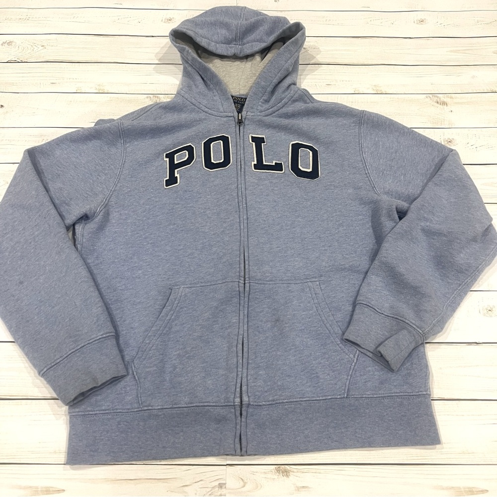 Polo Ralph Lauren Blue Zip Up Hoodie Youth Size XLarge (18-20) Light Blue